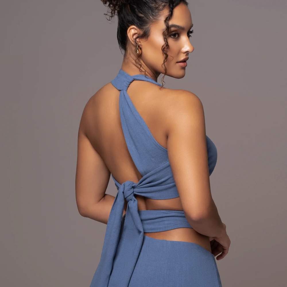 JLUXLABEL Backless Blue Dress